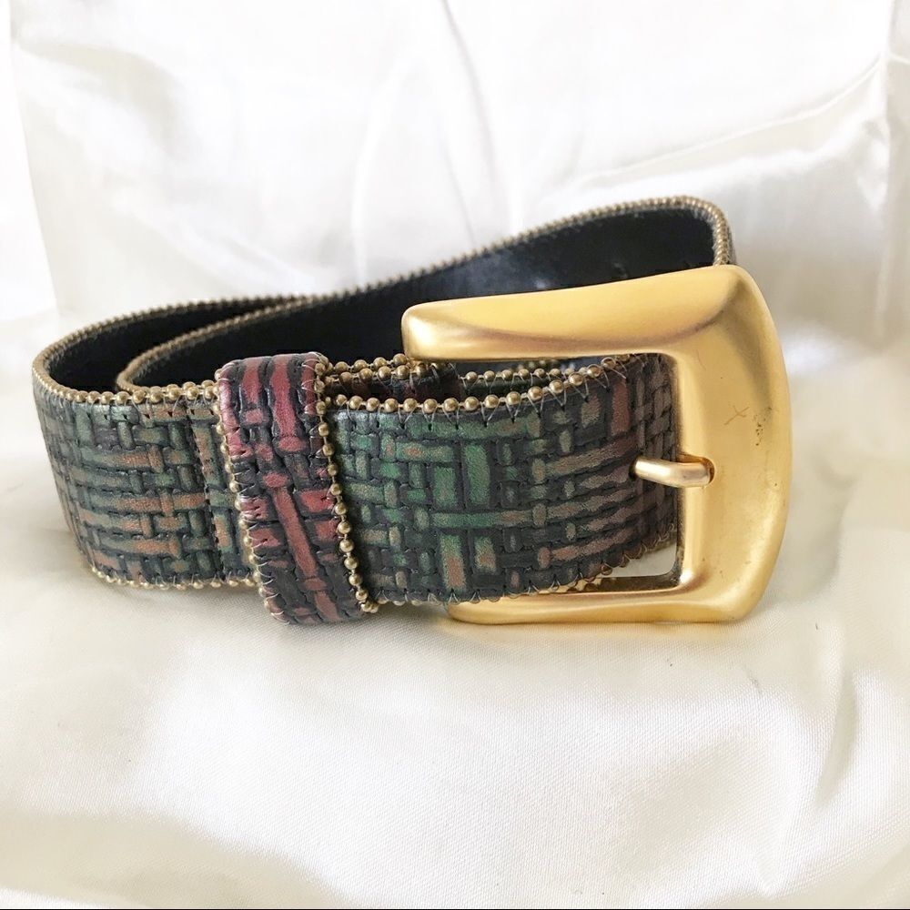 Sandy Duftler Mult-color Weave Buckle Belt M